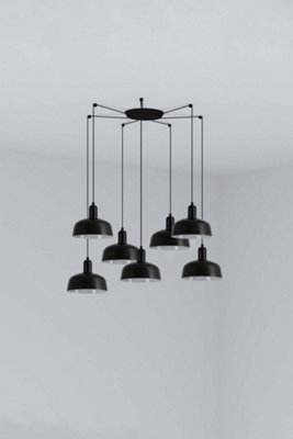 B&Q -  Luminosa Tatawin Small Cluster Pendant Ceiling Light BlackGloss Black 7X E27