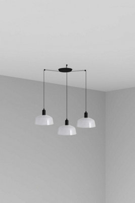 B&Q -  Luminosa Tatawin Medium Cluster Pendant Ceiling Light BlackGloss White 3X E27