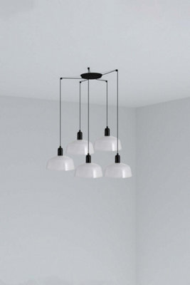 B&Q -  Luminosa Tatawin Medium Cluster Pendant Ceiling Light BlackGloss White 5X E27