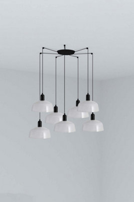 B&Q -  Luminosa Tatawin Medium Cluster Pendant Ceiling Light BlackGloss White 7X E27