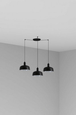 Tatawin Medium Cluster Pendant Ceiling Light , Gloss Black 3x E27 - Image 3