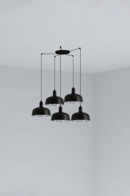 B&Q -  Luminosa Tatawin Medium Cluster Pendant Ceiling Light Gloss Black 5X E27