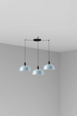 B&Q -  Luminosa Tatawin Medium Cluster Pendant Ceiling Light Satin BlackGloss Grayish Blue 3X E27