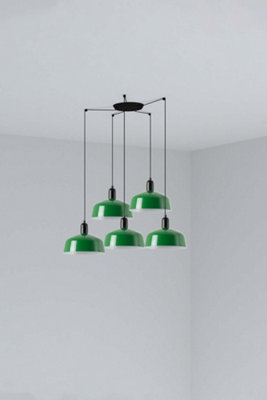 Luminosa Lighting Luminosa Tatawin Medium Cluster Pendant Ceiling Light Satin BlackGloss Green 5X E27 from B&Q