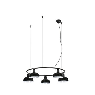 Luminosa Lighting Luminosa Tatawin Small Pendant Ceiling Light Gloss Black 5X E27 from B&Q