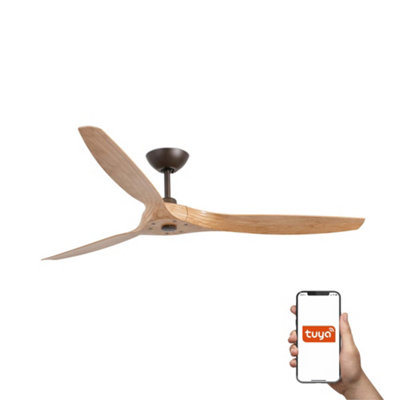 B&Q -  Luminosa Morea Large 3 Blade Ceiling Fan Dark Brown Tuya Smart System