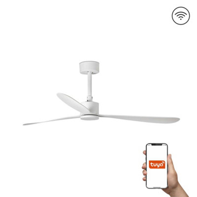 Luminosa Lighting White Luminosa Amelia 3 Blade Ceiling Fan Matt Tuya Smart System Large
