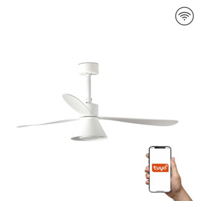 Luminosa Lighting Luminosa Amelia Large 3 Blade Ceiling Fan Matt White With Light 2700-3500-5000K Tuya Smart System