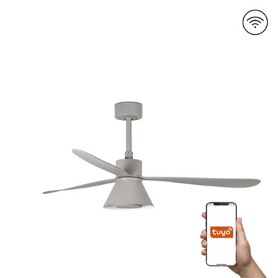 Luminosa Lighting Luminosa Amelia Large 3 Blade Ceiling Fan Grey With Light 2700-3500-5000K Tuya Smart System