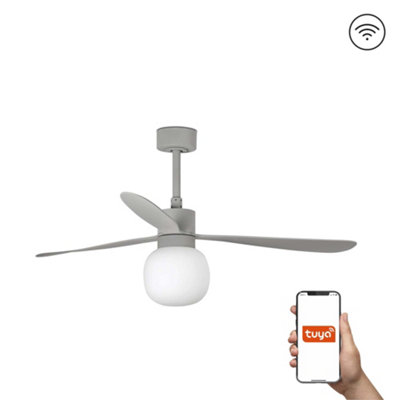 Luminosa Lighting Grey/Light Luminosa Amelia 3 Blade Ceiling Fan With 2700K Tuya Smart System Large