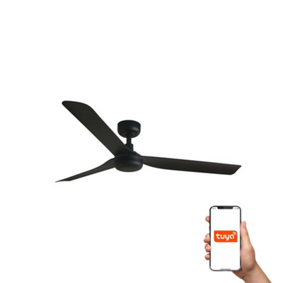 B&Q -  Luminosa Punt Medium 3 Blade Ceiling Fan Black Tuya Smart System