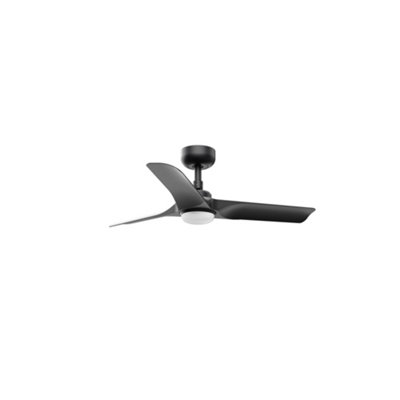 B&Q -  Luminosa Hey Small 3 Blade Ceiling Fan Matt Black With Light 270040006000K Tuya Smart System