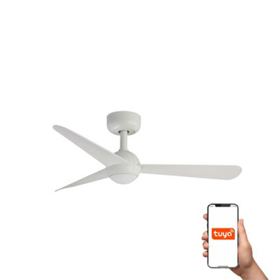 Luminosa Lighting Luminosa Sfera Small 3 Blade Ceiling Fan Matt White Tuya Smart System from B&Q
