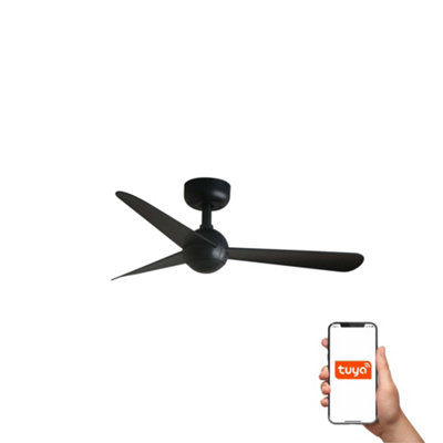 Luminosa Lighting Luminosa Sfera Small 3 Blade Ceiling Fan Matt Black Tuya Smart System from B&Q