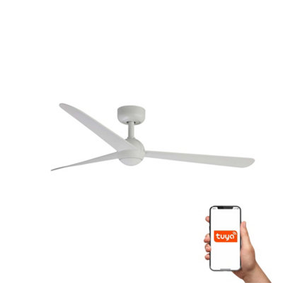 Luminosa Lighting Luminosa Sfera Medium 3 Blade Ceiling Fan Matt White Tuya Smart System from B&Q
