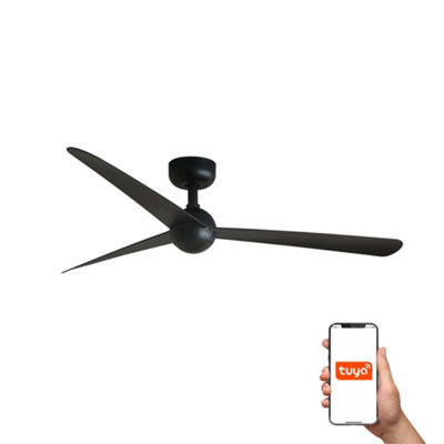 Luminosa Lighting Luminosa Sfera Medium 3 Blade Ceiling Fan Matt Black Tuya Smart System from B&Q