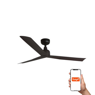 B&Q -  Luminosa Marine Medium 3 Blade Ceiling Fan Dark Brown Tuya Smart System