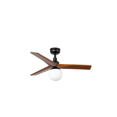 Luminosa Lighting Black/Light Luminosa Klim 3 Blade Ceiling Fan Matt Walnut With 1X E27 Tuya Smart System Small