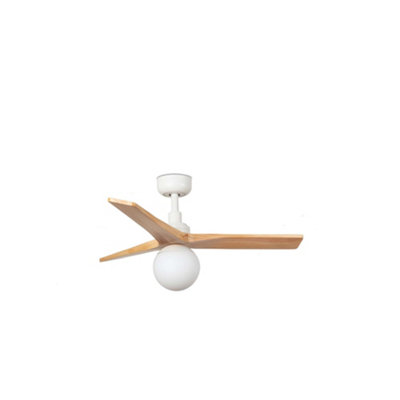 Luminosa Lighting White/Light Luminosa Klim 3 Blade Ceiling Fan Matt Pine Wood With 1X E27 Tuya Smart System Small