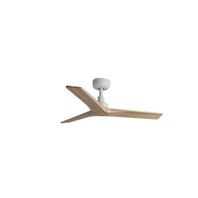 Luminosa Lighting White Luminosa Klim 3 Blade Ceiling Fan Matt Pine Wood E27 Wiz Smart System Small