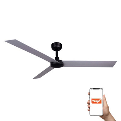 B&Q -  Luminosa Cruiser Xl 3 Blade Ceiling Fan Matt BlackAluminium Tuya Smart System