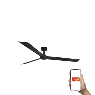Luminosa Lighting Black Luminosa Cruiser Blade Ceiling Fan Matt Tuya Smart System Size 3