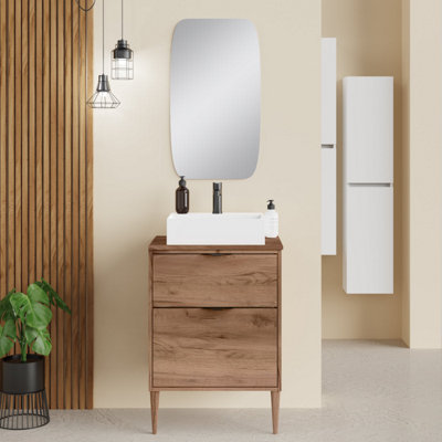 Banyetti Krafter Noir 600mm Exotic Walnut Wall Hung Vanity Unit from B&Q