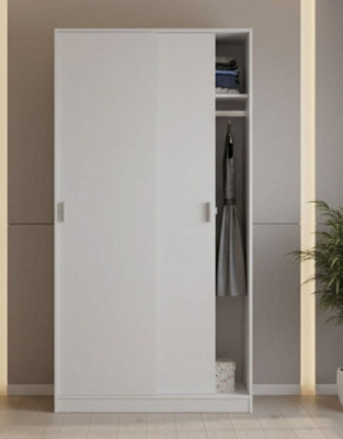 Amos Mann Furniture Mytre White Small Narrow Space-Saving Sliding 2 Door Wardrobe 100Cm Wide from B&Q