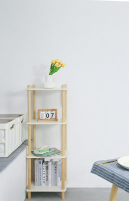 Furniturehmd 4-Tier Household Shelf,organiser Shelves,storage Shelf With Birch Round Legs And Mdf Shelving Unit For Bedroom from B&Q