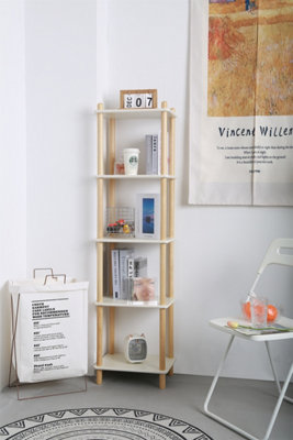 1001 Furniturehmd 5-Tier Household Shelf,Organiser Shelves,Storage Shelf With Birch Round Legs And Mdf Shelving Unit For Bedroom