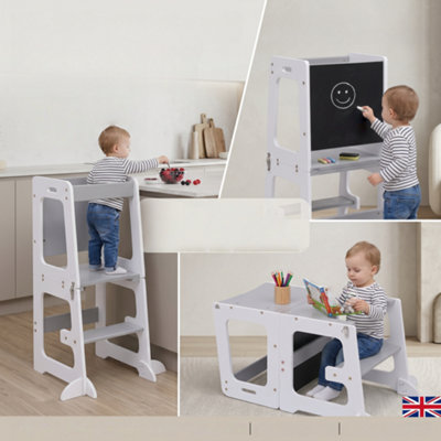  - Furniturehmd Wooden Toddler Standing Tower With Chalkboard,learning TowerNursery Step Stool Kitchen Helper