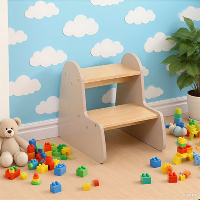  - Furniturehmd Kids Two Tier Step StoolWooden Toddler Step Stool For Potty Training,multi Purpose Kids Stool For Bathroom Sink