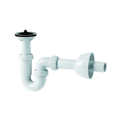B&Q -  Kitchen Bathroom Sink Waste P Trap Kit White Polypipe With Sink Strainer & Plug