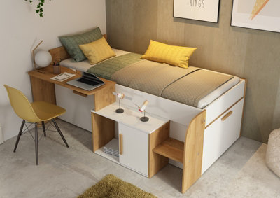 Trasman Sacha Midsleeper Bed With Storage from B&Q