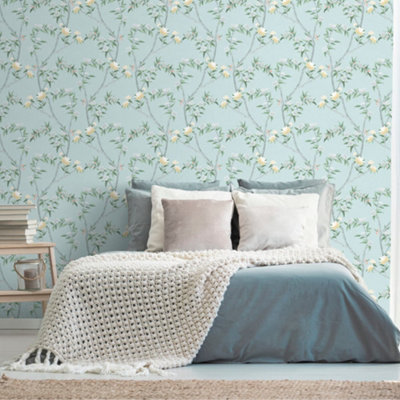 Galerie Spring Blossom Blue Wallpaper from B&Q