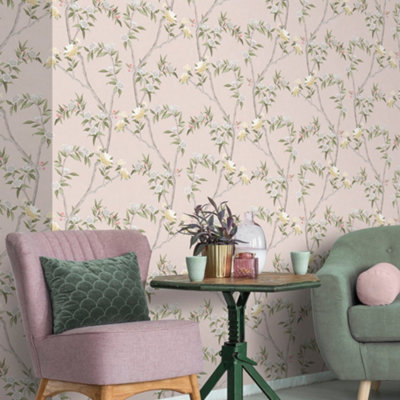 Galerie Spring Blossom Pink Wallpaper from B&Q