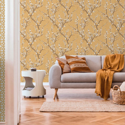 Galerie Spring Blossom Yellow Wallpaper from B&Q