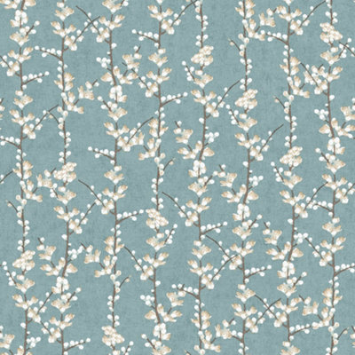 Galerie Spring Blossom Tree Leaf Blue Wallpaper 1904-1 - Image 3