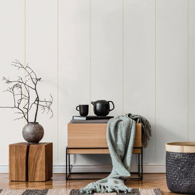 B&Q -  Essential Stripes Yellow Smart Stripe Wallpaper
