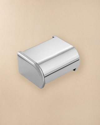 Cosmic Toilet Roll Holder With Lid 14,5CmSilverAnti-CorrosionArchitect S+ Collection from B&Q