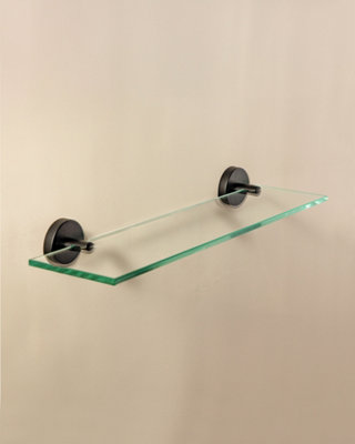 Cosmic Bathroom ShelfBathroom Organizer40CmGlassMatt BlackAnti-Corrosion10Kg ResistanceStart Collection