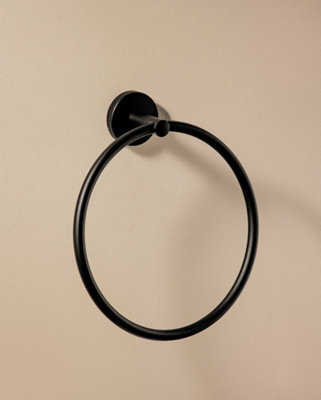 Cosmic Towel Ring20CmMatt BlackHidden FixingsAnti-CorrosionStart Collection from B&Q