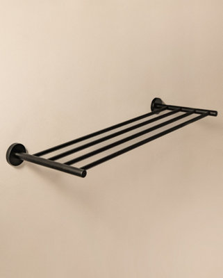 Cosmic Towel Rack And Towel ShelfMatt Black60CmHidden FixingsAnti-CorrosionStart Collection from B&Q