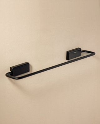 Cosmic Towel Rail40CmScrew-In Or Self-AdhesiveMatt BlackSupports 10KgNext Collection from B&Q