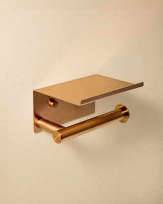 Cosmic Paper Holder With Cover Brushed Copper Pvd Architect Sp from B&Q