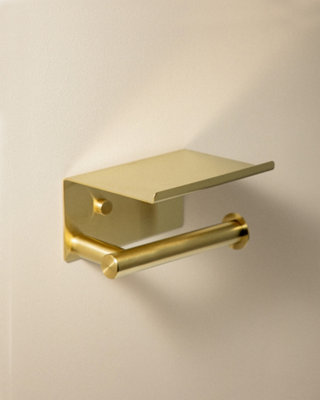 Cosmic Paper Holder With Cover Brushed Gold Pvd Architect Sp from B&Q