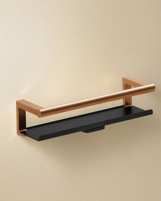 Cosmic Bathroom ShelfBathroom OrganizerWith Glass WiperBrushed Copper Pvd Architect S+ Collection