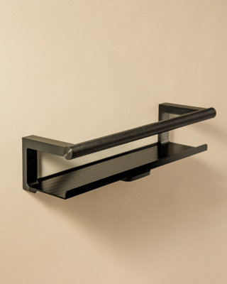 Cosmic Bathroom ShelfBathroom Organizer With Glass Wiper Brushed Black Pvd Architect S+ Collection
