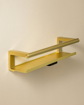 Cosmic Bathroom ShelfBathroom OrganizerWith Glass WiperBrushed Gold Pvd Architect S+ Collection