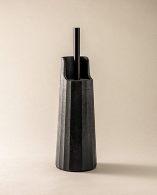 COSMIC Avenir Contemporary and Polygonal Design Toilet Brush Made of Recycled Plastic. Floor Toilet Brush Holder in Natural Black Color - Image 3
